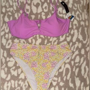 No Boundaries Purple and Yellow Floral Bikini